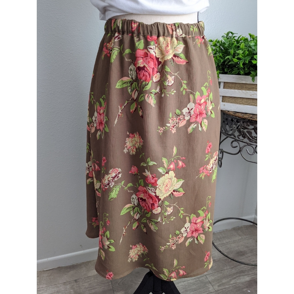Vintage Reversible floral elastic waist skirt - Picture 2 of 6